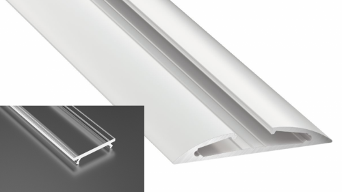 Profil LED natynkowy typu Reto biały lakierowany z kloszem transparentnym 1m