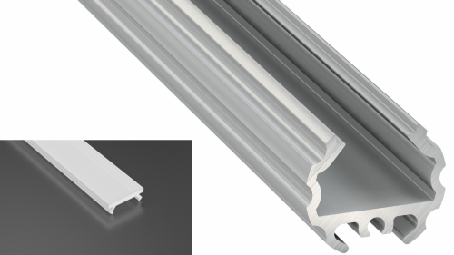 Profil LED natynkowy Mico srebrny anodowany z kloszem mlecznym 2m