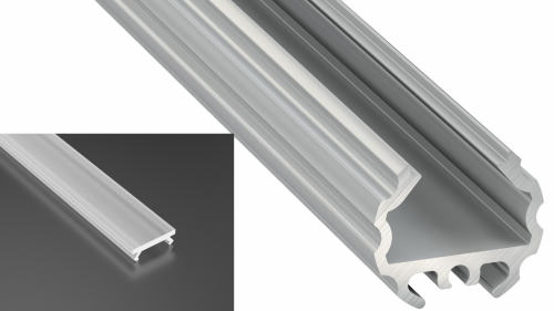 Profil LED natynkowy Mico srebrny anodowany z kloszem frosted mlecznym 1m