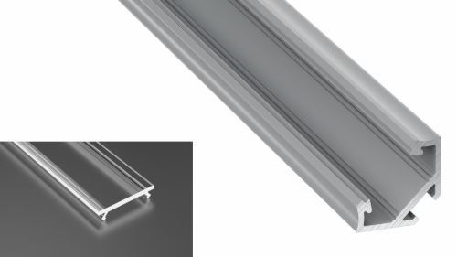 Profil LED Kątowy typu C srebrny anodowany z kloszem transparentnym 1m
