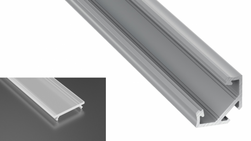 Profil LED Kątowy typu C srebrny anodowany z kloszem mrożonym 1m