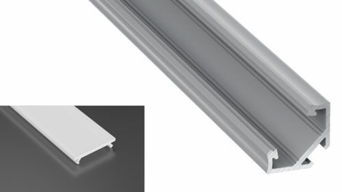 Profil LED Kątowy typu C srebrny anodowany z kloszem mlecznym 2m