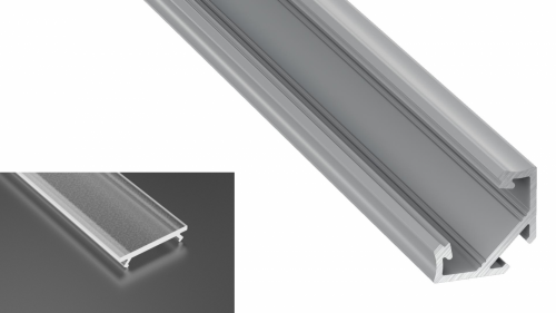 Profil LED Kątowy typu C srebrny anodowany z kloszem frosted 1m