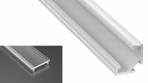 Profil LED Kątowy typu C biały lakierowany z kloszem frosted 1m