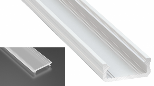 Profil LED Nawierzchniowy typu D biały lakierowany z kloszem mrożonym 1m