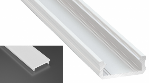 Profil LED Nawierzchniowy typu D biały lakierowany z kloszem mlecznym 2m