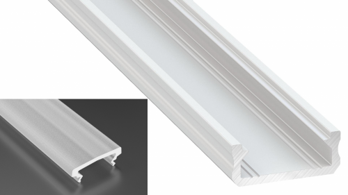 Profil LED Nawierzchniowy typu D biały lakierowany z kloszem HIGH frosted mlecznym 2m