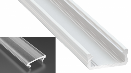 Profil LED Nawierzchniowy typu D biały lakierowany z kloszem HIGH frosted 2m