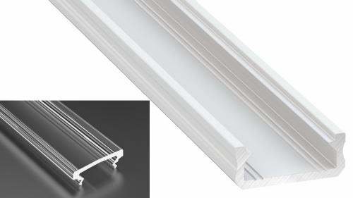Profil LED Nawierzchniowy typu D biały lakierowany z kloszem HIGH transparentnym 2m