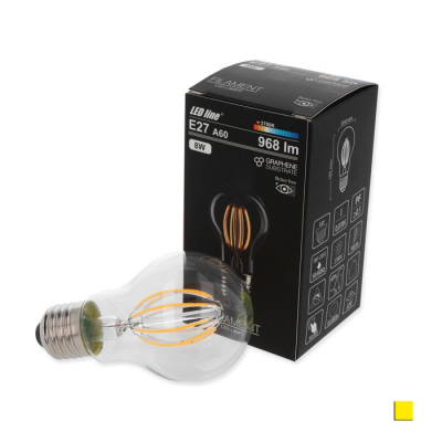 Żarówka LED LEDLINE E27 duży gwint A60 8W biała ciepła filament