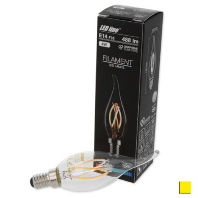 Żarówka LED LEDLINE E14 mały gwint 4W filament F35 świeczka biała ciepła