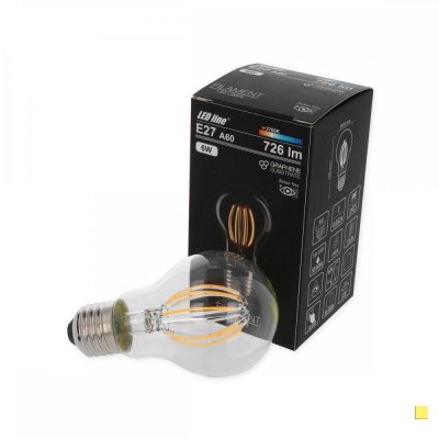 Żarówka LED LEDLINE E27 duży gwint A60 6W biała dzienna filament