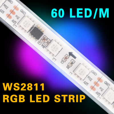 TAŚMA CYFROWA MAGIC STRIP Epistar LED RGB 5m 300LED IP67 biały laminat