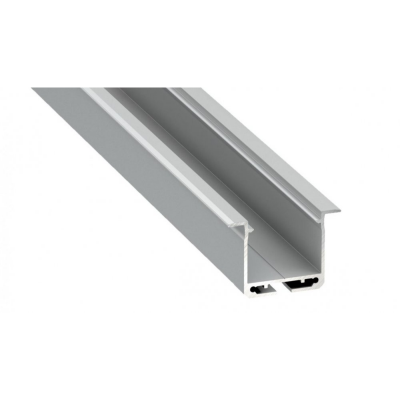 Profil LED architektoniczny wpuszczany inDILEDA srebrny anodowany z kloszem mlecznym 2m