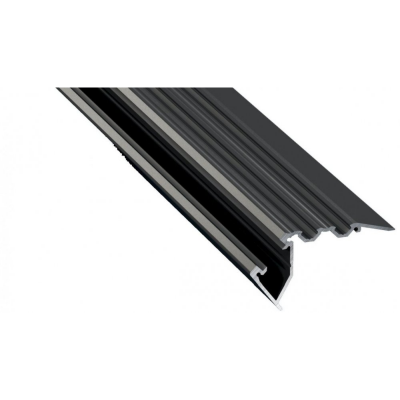 Profil LED architektoniczny schodowy SCALA czarny anodowany z kloszem mlecznym 2m