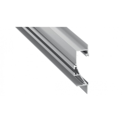 Profil LED architektoniczny wpuszczany przypodłogowy TIANO srebrny anodowany z kloszem transparentnym 2m