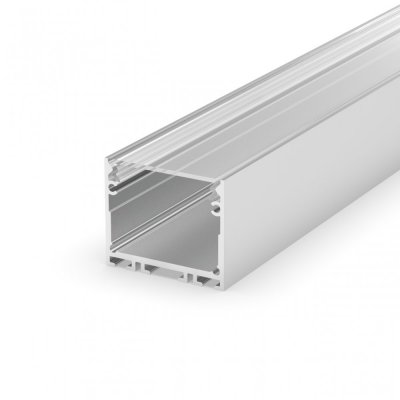 Profil LED architektoniczny napowierzchniowy P22-3 anodowany z kloszem transparentnym 1m