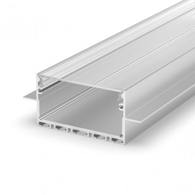 Profil LED wpuszczany P23-2 srebrny anodowany z kloszem transparentnym 1m