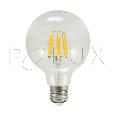 Żarówka LED Polux E27 duży gwint G95 7,5W 1055lm biała ciepła filament