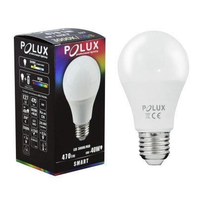 Żarówka Polux SMART E27 A60 6W RGBW biała ciepła IR