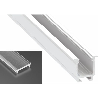 Profil LED Wpuszczany typu W biały lakierowany z kloszem frosted 1m