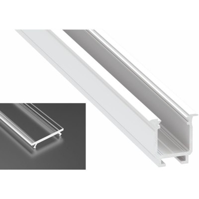 Profil LED Wpuszczany typu W biały lakierowany z kloszem transparentnym 2m