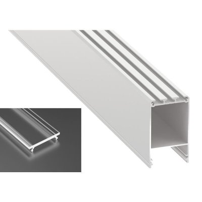 Profil LED architektoniczny napowierzchniowy CLARO biały lakierowany z kloszem transparentnym 1m