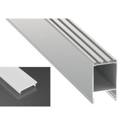 Profil LED architektoniczny napowierzchniowy CLARO srebrny anodowany z kloszem mlecznym 2m