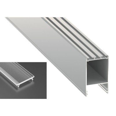 Profil LED architektoniczny napowierzchniowy CLARO srebrny anodowany z kloszem frosted 2m