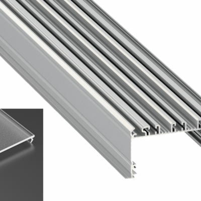 Profil LED architektoniczny wpuszczany inLARGO srebrny anodowany z kloszem frosted 2m