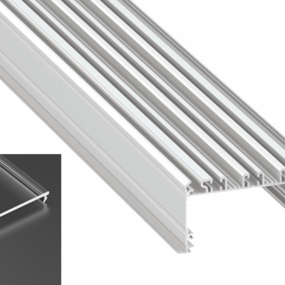Profil LED architektoniczny wpuszczany inLARGO biały lakierowany z kloszem transparentnym 1m