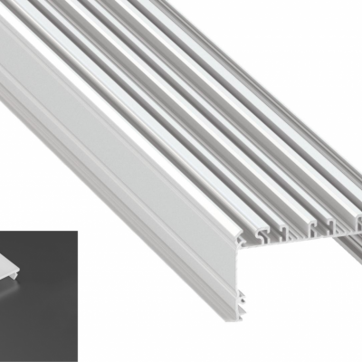 Profil LED architektoniczny wpuszczany inLARGO biały lakierowany z kloszem mlecznym 1m