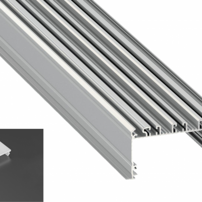 Profil LED architektoniczny wpuszczany inLARGO srebrny anodowany z kloszem mlecznym 1m