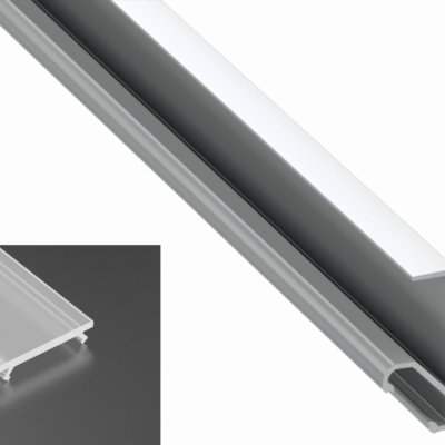 Profil LED natynkowy typu Q18 srebrny anodowany z kloszem mrożonym 2m