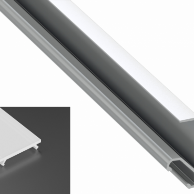 Profil LED natynkowy typu Q18 srebrny anodowany z kloszem mlecznym 2m