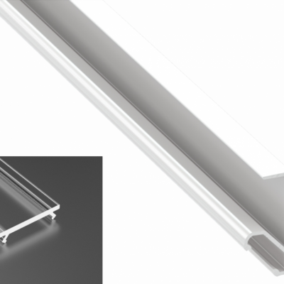 Profil LED natynkowy typu Q18 biały lakierowany z kloszem transparentnym 1m