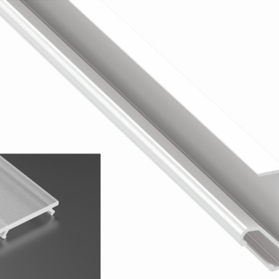 Profil LED natynkowy typu Q18 biały lakierowany z kloszem frosted mlecznym 2m