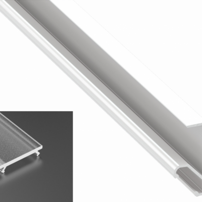 Profil LED natynkowy typu Q18 biały lakierowany z kloszem frosted 2m