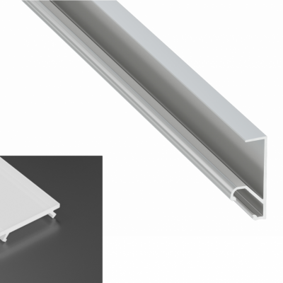 Profil LED natynkowy typu Q20 srebrny anodowany z kloszem mlecznym 2m