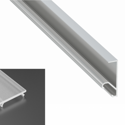 Profil LED natynkowy typu Q20 srebrny anodowany z kloszem frosted mlecznym 2m
