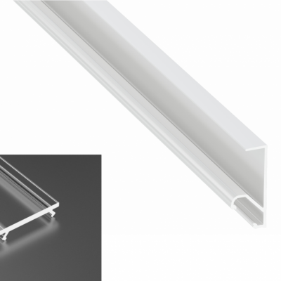 Profil LED natynkowy typu Q20 biały lakierowany z kloszem transparentnym 2m