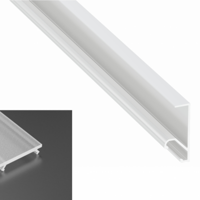 Profil LED natynkowy typu Q20 biały lakierowany z kloszem frosted mlecznym 1m