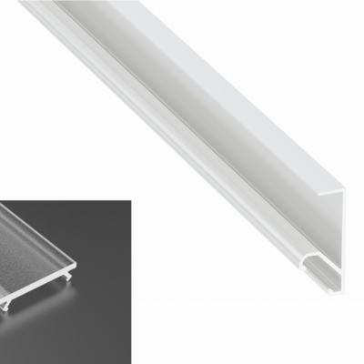 Profil LED natynkowy typu Q20 biały lakierowany z kloszem frosted 2m