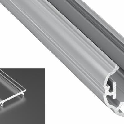 Profil Cosmo do poświetlania szaf LED srebrny anodowany z kloszem transparentnym 2m