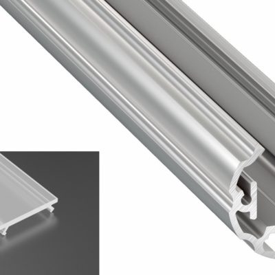 Profil Cosmo do poświetlania szaf LED srebrny surowy z kloszem mrożonym 2m