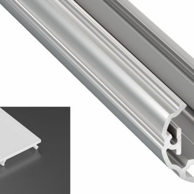 Profil Cosmo do poświetlania szaf LED srebrny surowy z kloszem mlecznym 2m