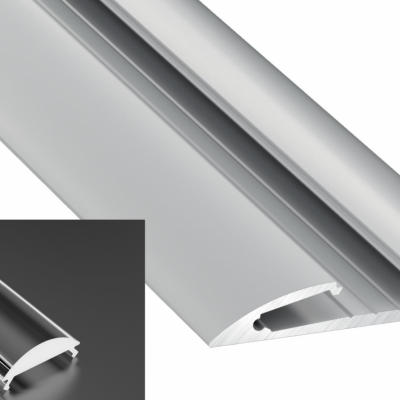Profil LED natynkowy typu Reto srebrny anodowany z kloszem Lens 15 2m