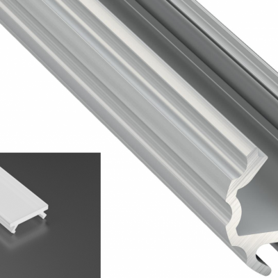 Profil LED natynkowy Mico srebrny anodowany z kloszem mlecznym 1m