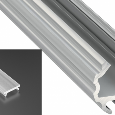 Profil LED natynkowy Mico srebrny anodowany z kloszem frosted mlecznym 2m