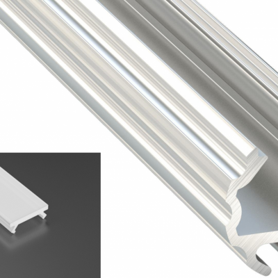 Profil LED natynkowy Mico srebrny surowy z kloszem mlecznym 2m